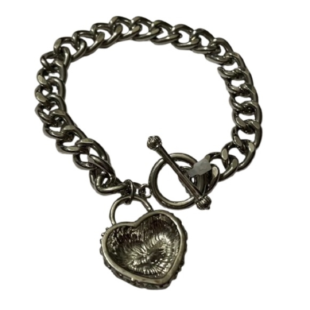 Juicy Couture Silver Chain Bracelet With Crystal Heart Charm - Picture 4 of 14
